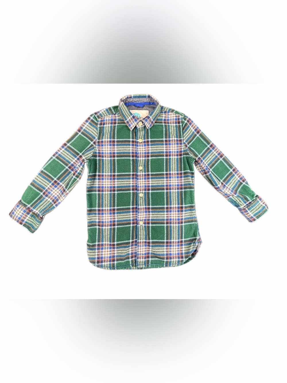 MINI BODEN Boys Long Sleeve Plaid Flannel Button Down Shirt - 7-8
